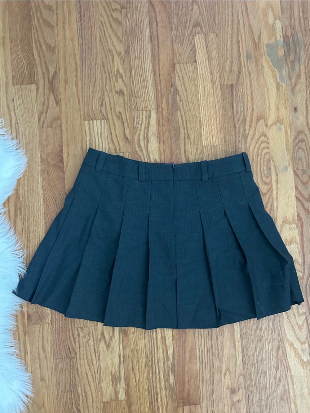 Aritzia Dark Grey Pleated Skater Mini Skirt